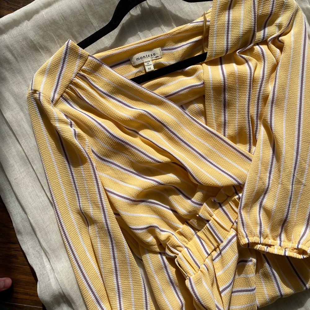 Monteau yellow striped dress / yellow summer dress / casual dress